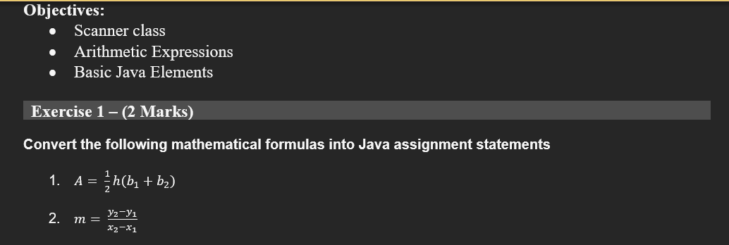 Solved Objectives: Scanner class Arithmetic Expressions | Chegg.com