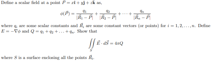 Solved 91 + ...+ Define a scalar field at a point P = rî+ yſ | Chegg.com