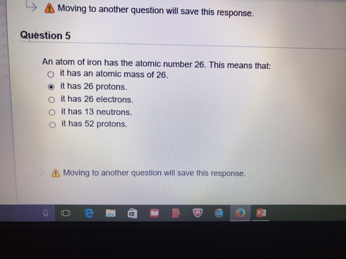 an atom of iron has the atomic number 26. this means that