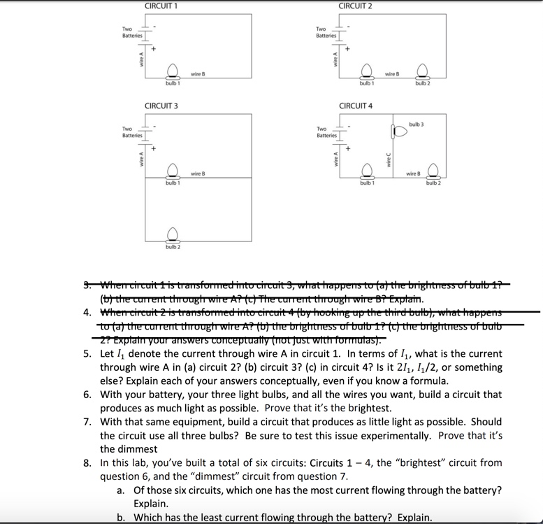 Solved CIRCUIT 1 CIRCUIT 2 Two Batteries Two Batteries wire | Chegg.com