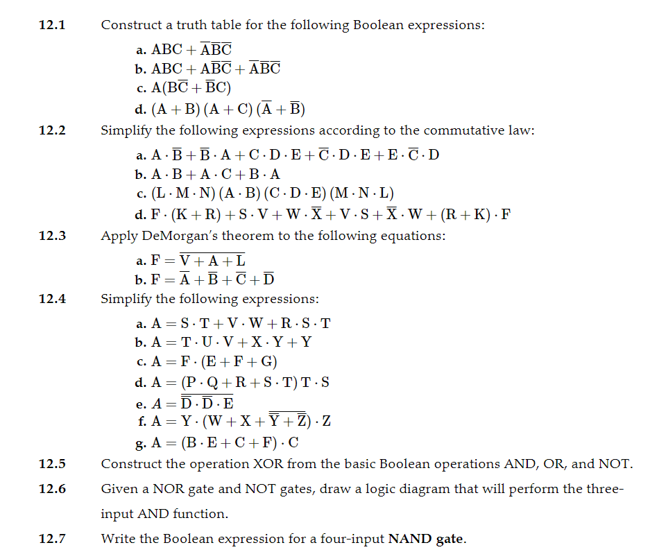 Solved 12 1 12 2 12 3 Construct A Truth Table For The