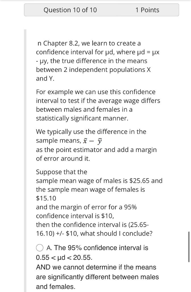 Solved Question 10 Of 10 1 Points In Chapter 8 2 We Learn