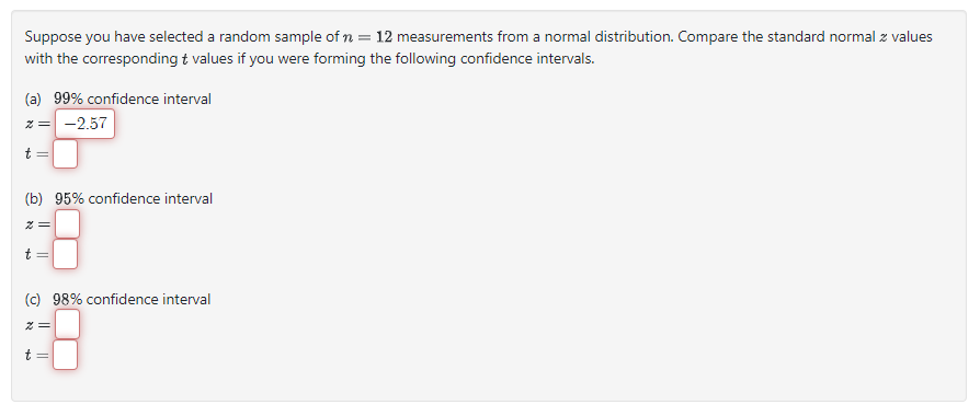 Solved Suppose you have selected a random sample of n=12 | Chegg.com