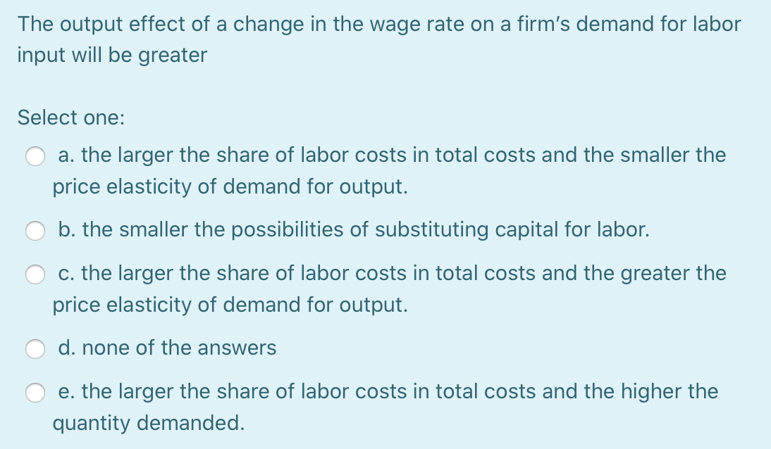 Solved The output effect of a change in the wage rate on a | Chegg.com