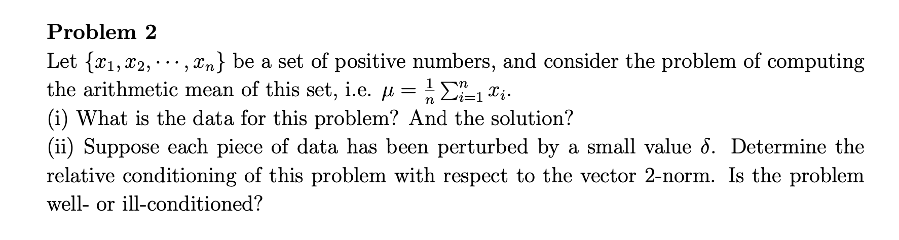 Solved 1 = n Problem 2 Let {x1, 12, ..., xn} be a set of | Chegg.com