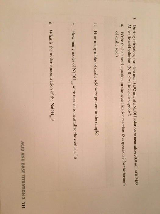 Solved During a titration, a student used 31.92 mL of a NaOH | Chegg.com