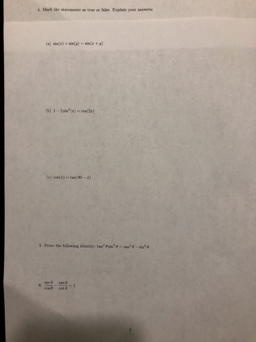 Mark The Statements That Are True Solved 4. Mark the statements as true or false. Explain your | Chegg.com