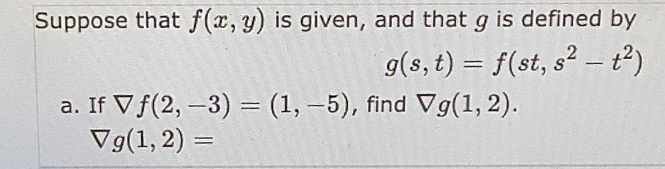 Solved Suppose that f(x,y) is given, and that g is defined | Chegg.com