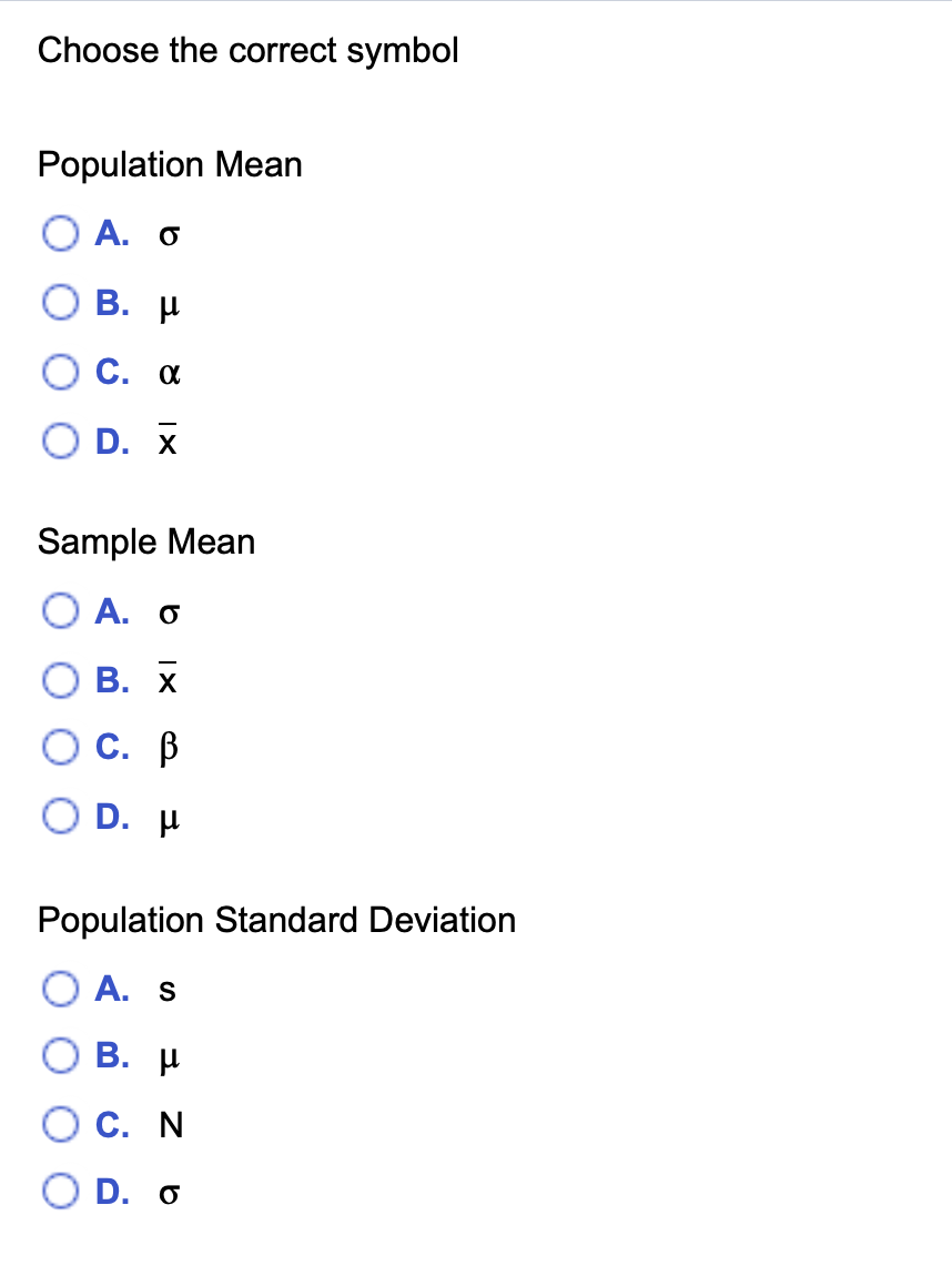 sample mean symbol