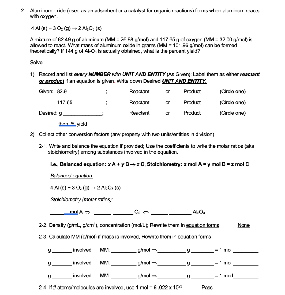 Solved 2. Aluminum oxide (used as an adsorbent or a catalyst