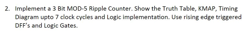 mod 5 ripple counter truth table