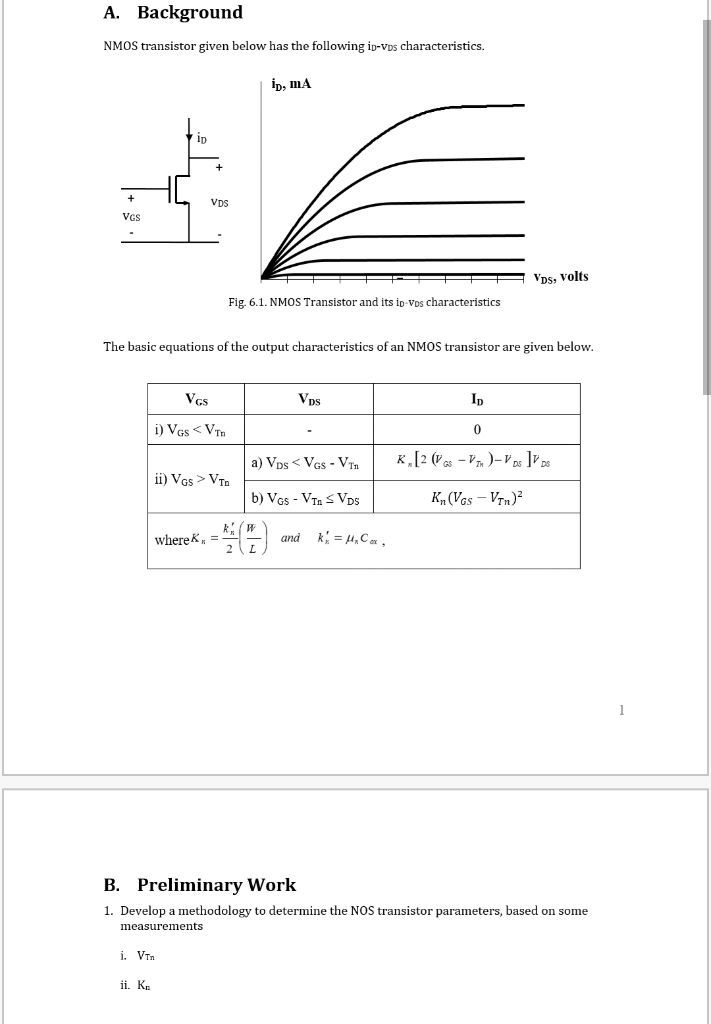 Solved A. Background NMOS transistor given below has the | Chegg.com