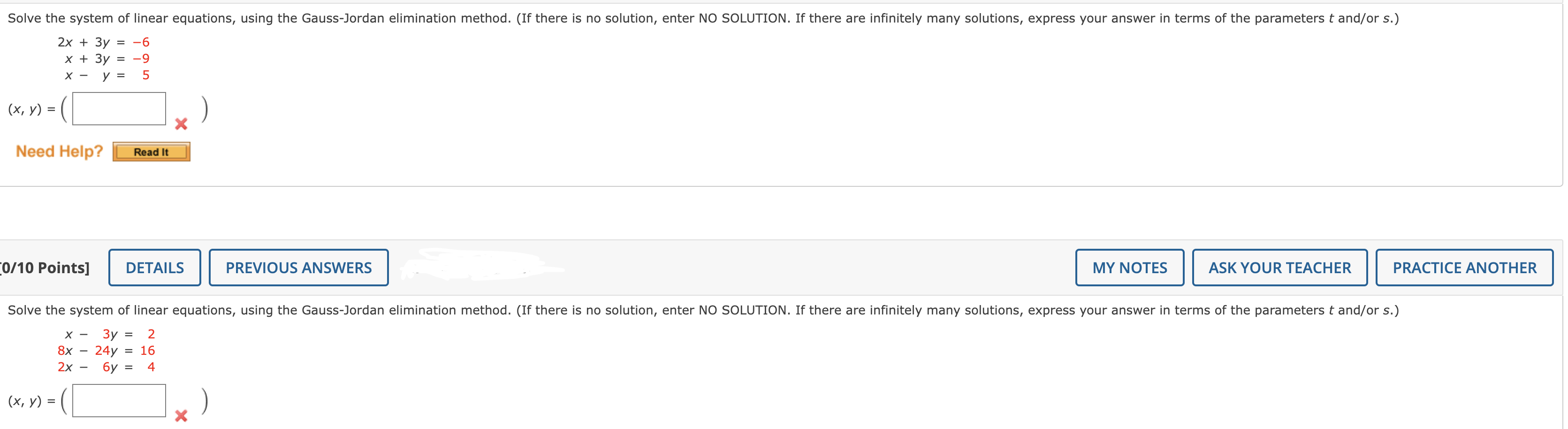 Solved 2x 3y −6x 3y −9x−y 5 X Y 0 10 Points]