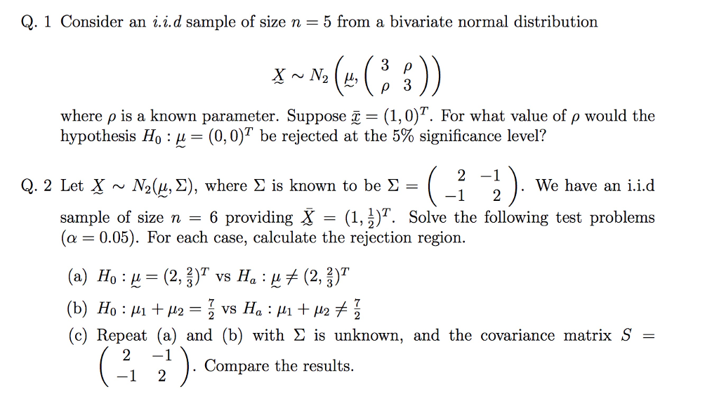 Solved Q. 1 Consider an i.i.d sample of size n - 5 from a | Chegg.com