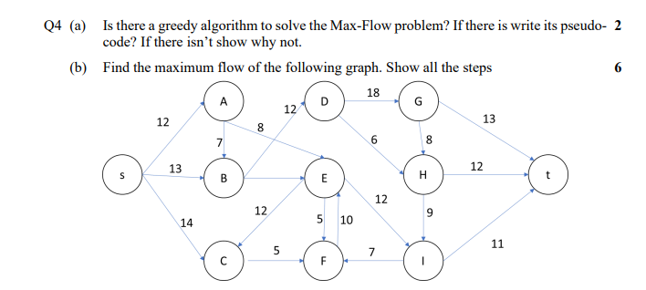 Solved Q4 (a) Is there a greedy algorithm to solve the | Chegg.com