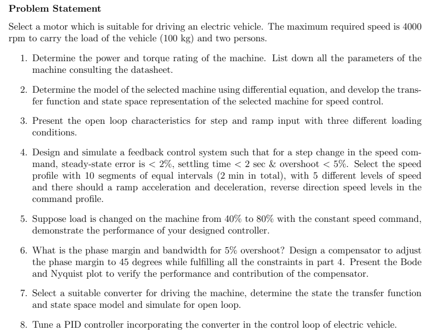 Selection of Power Rating of an Electric Motor for Electric Vehicles