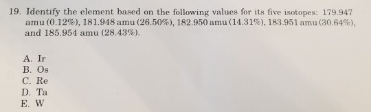 Solved 19. Identify the element based on the following | Chegg.com