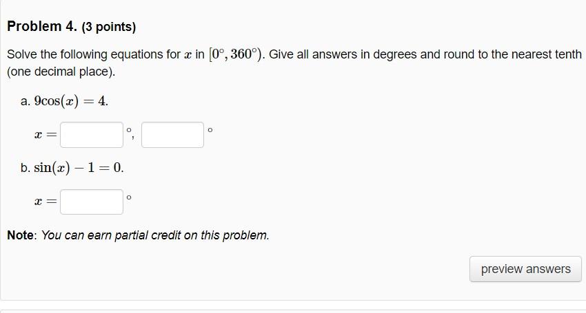 Solved Problem 4. (3 Points) Solve The Following Equations | Chegg.com