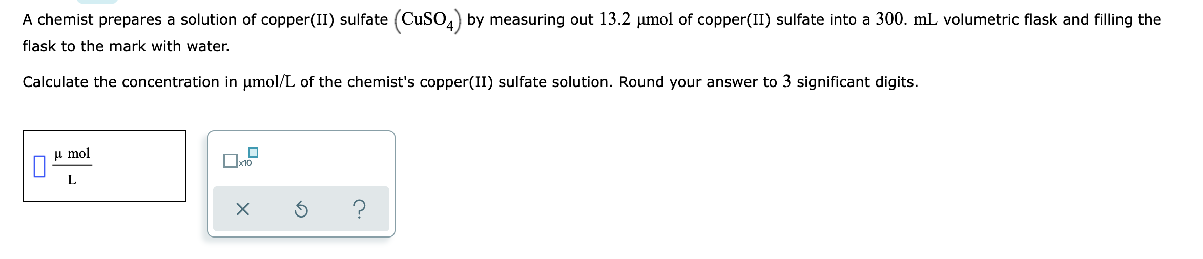 Solved A chemist prepares a solution of copper(II) sulfate | Chegg.com