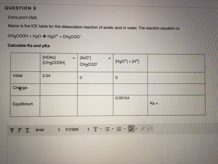 Solved Below is the ICE table for the dissociation reaction