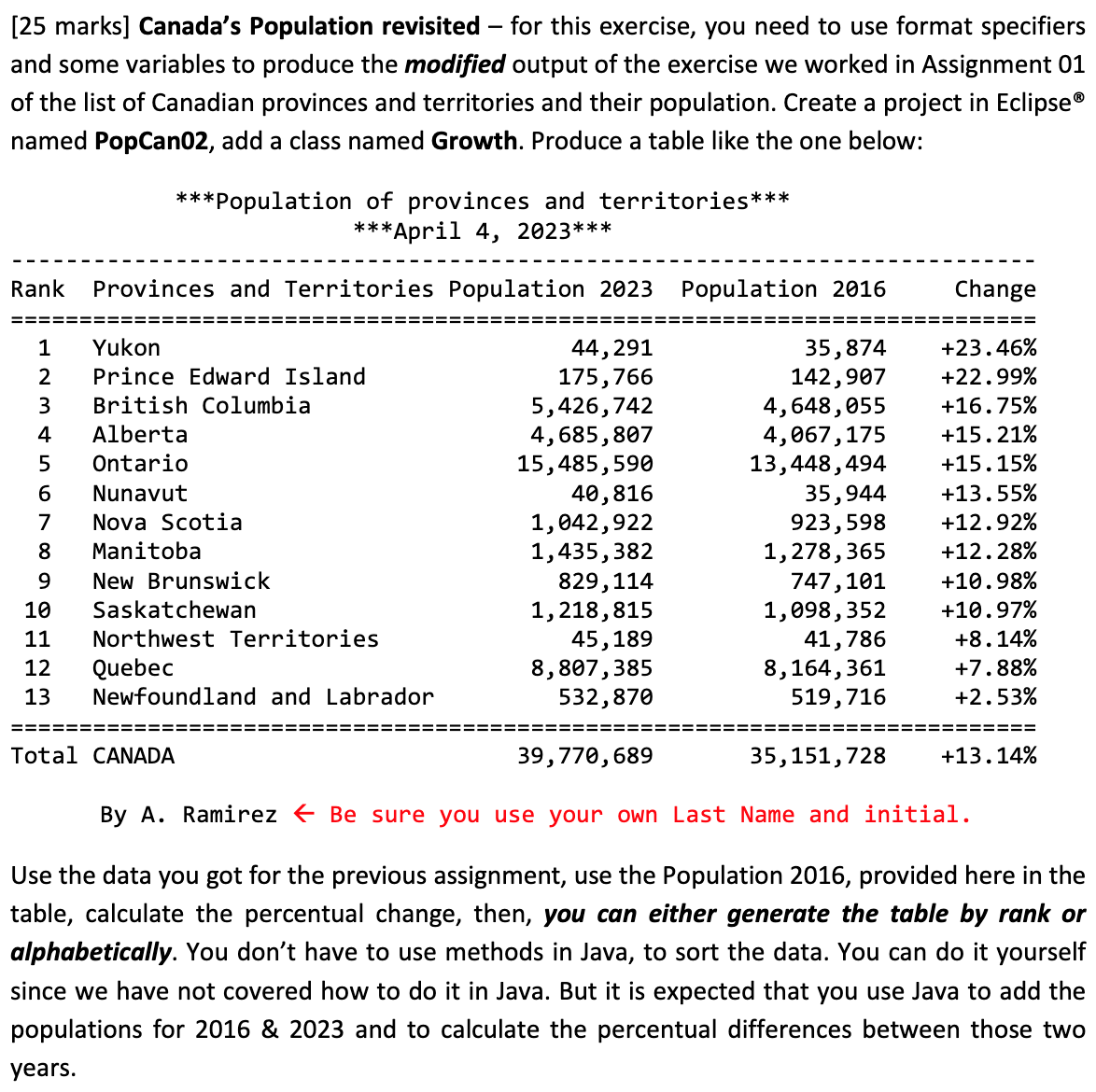 Solved [25 Marks] Canada's Population Revisited - For This | Chegg.com ...