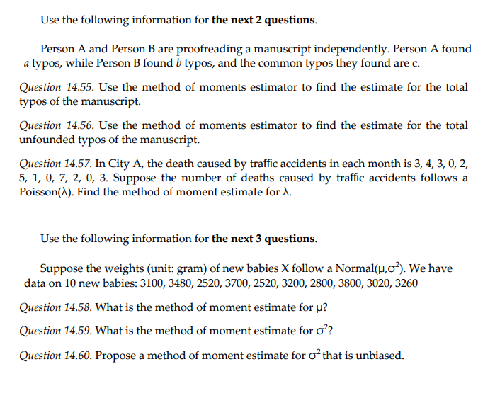 Solved Use The Following Information For The Next 2 | Chegg.com