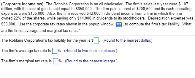 solved-corporate-income-tax-the-robbins-corporation-is-an-chegg