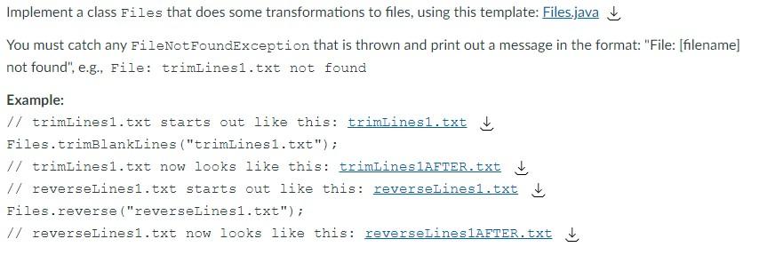 Solved Implement a class Files that does some | Chegg.com