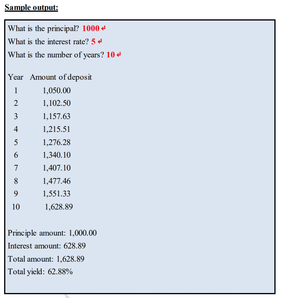 Solved Lab Exercise 1 - Calculating Compound interest | Chegg.com