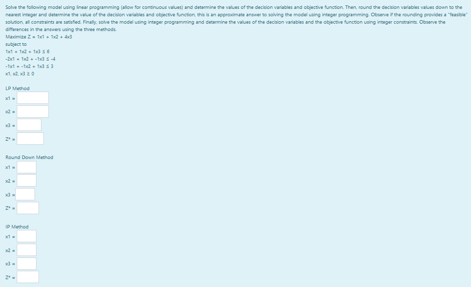 Solved Solve the following model using linear programming | Chegg.com