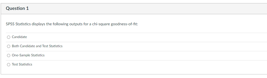 Solved Question 1 SPSS Statistics displays the following | Chegg.com