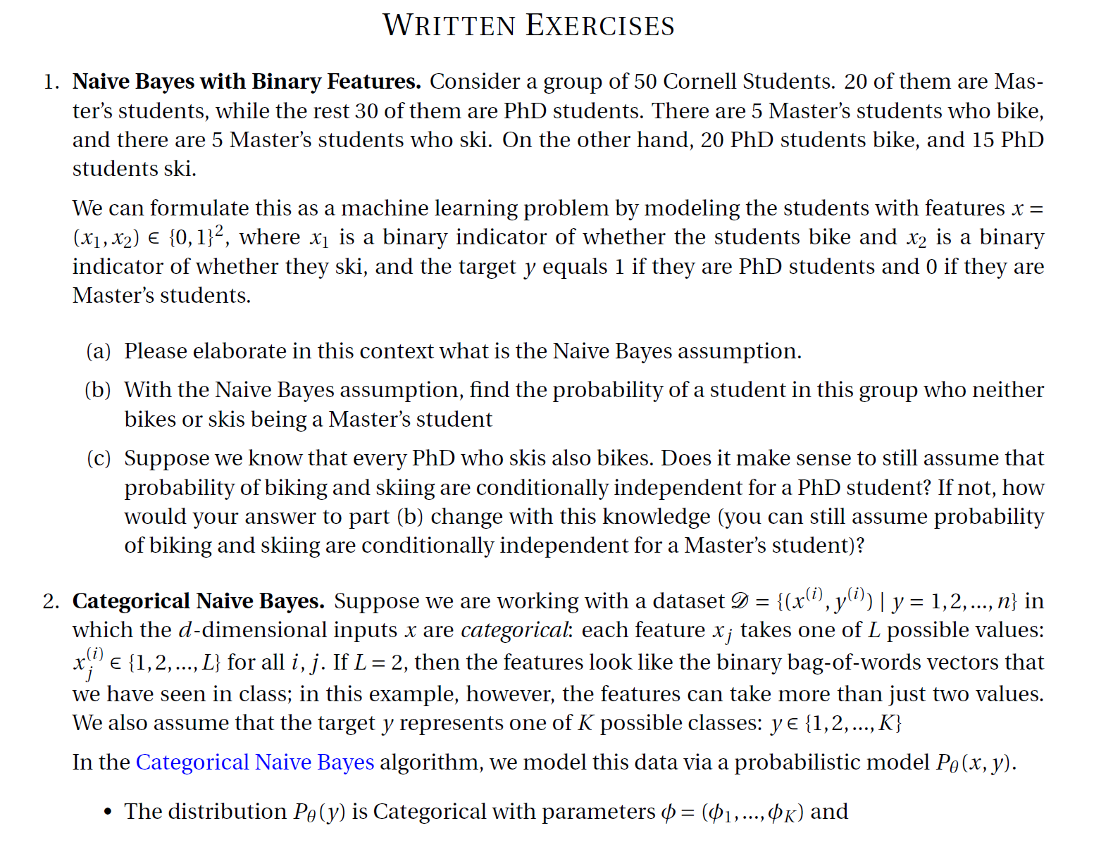 1. Naive Bayes With Binary Features. Consider A Group | Chegg.com ...