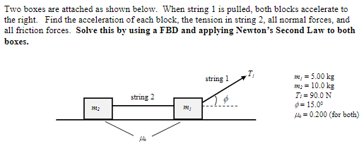 Solved Two boxes are attached as shown below. When string 1 | Chegg.com