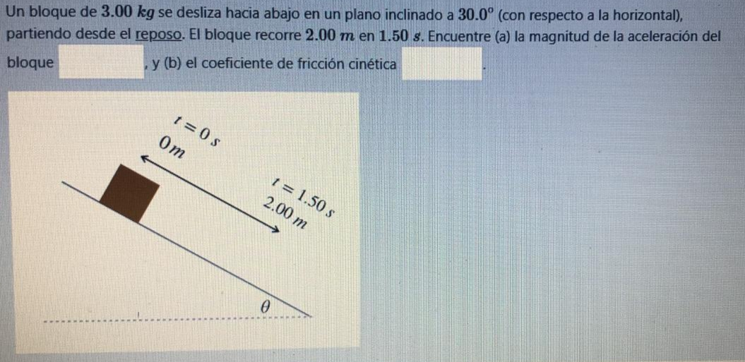 Solved Un bloque de 3.00 kg se desliza hacia abajo en un | Chegg.com