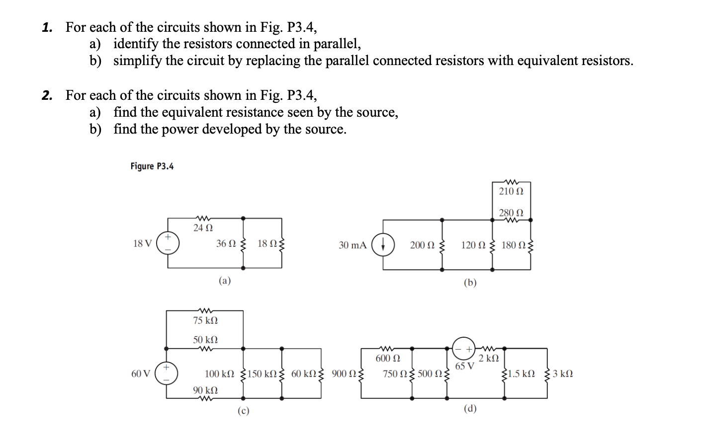 Solved 1 For Each Of The Circuits Shown In Fig P34 A 1635