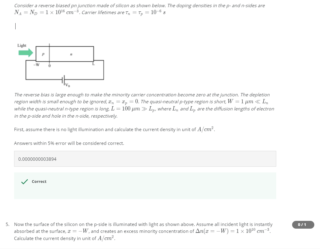 Solved Consider a reverse biased pn junction made of silicon | Chegg.com