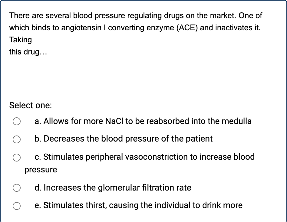 There are several blood pressure regulating drugs on