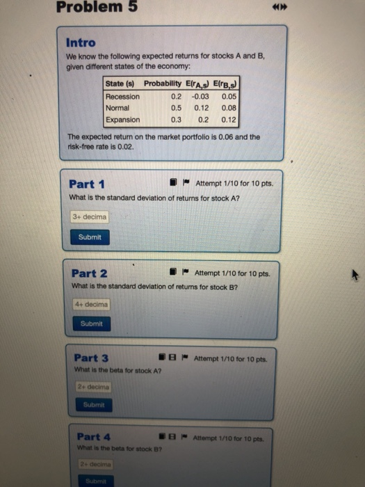 Solved Problem 5 Intro We know the following expected | Chegg.com