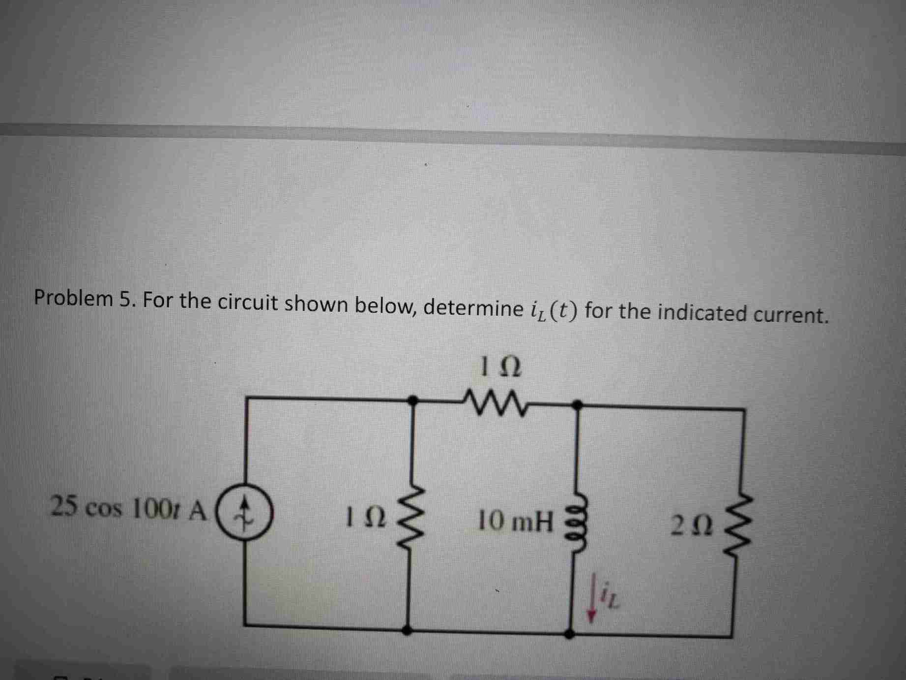 Solved For the circuit shown below, determine 𝑖( (𝑡) for | Chegg.com