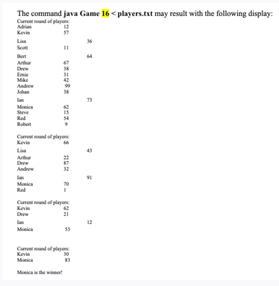 Solved A FooGame Tournament is a single elimination | Chegg.com
