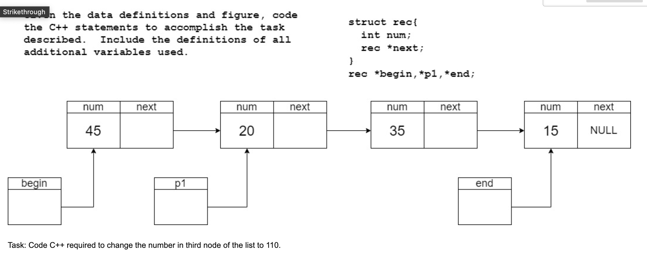 Solved Strikethrough n the data definitions and figure, code | Chegg.com