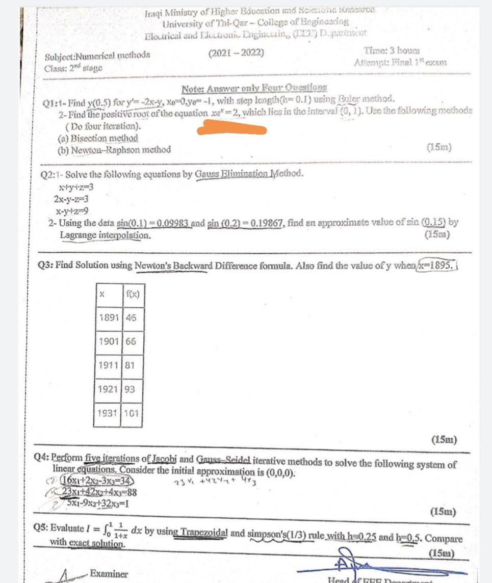 Solved q3 find solution using newton s backward difference chegg