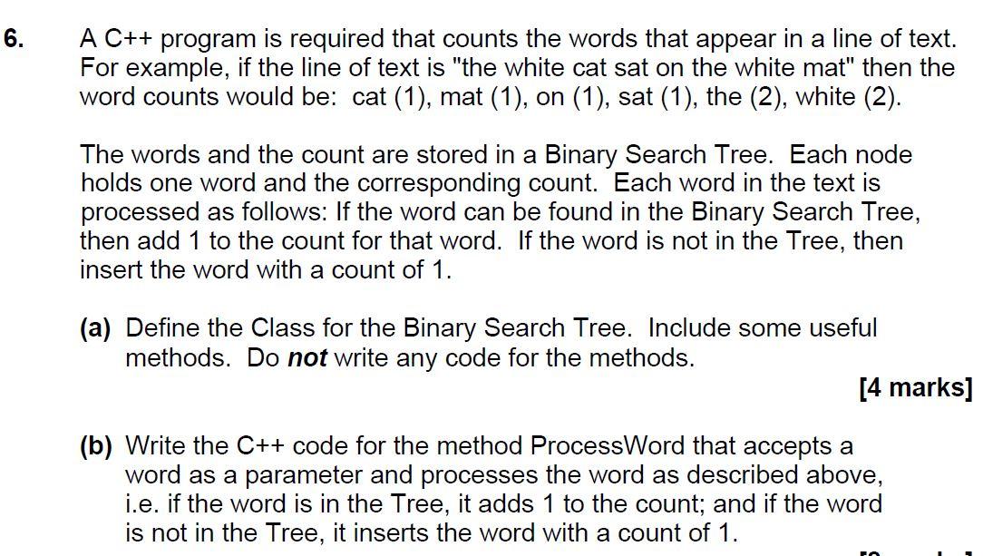 Solved 6. A C++ program is required that counts the words | Chegg.com