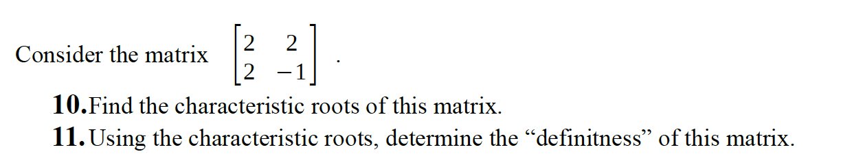 characteristic roots of matrix