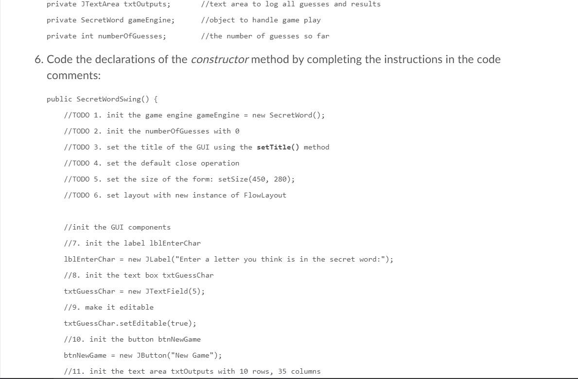 Javax Swing GUI of the game pic