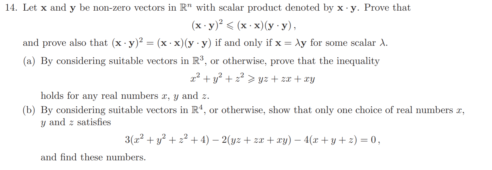 Solved 14. Let x and y be non-zero vectors in R™ with scalar | Chegg.com