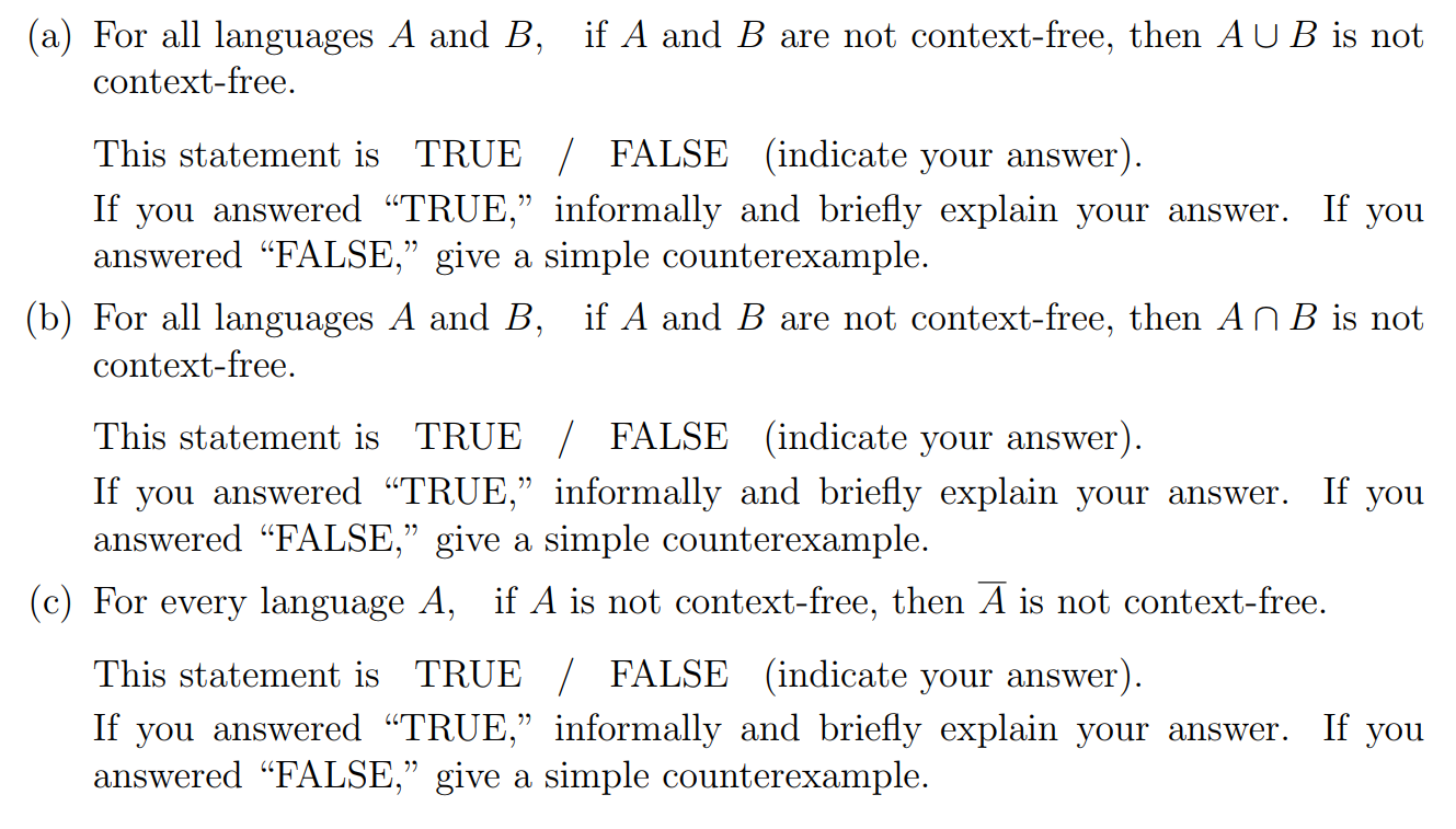 Solved (a) For All Languages A And B, If A And B Are Not | Chegg.com