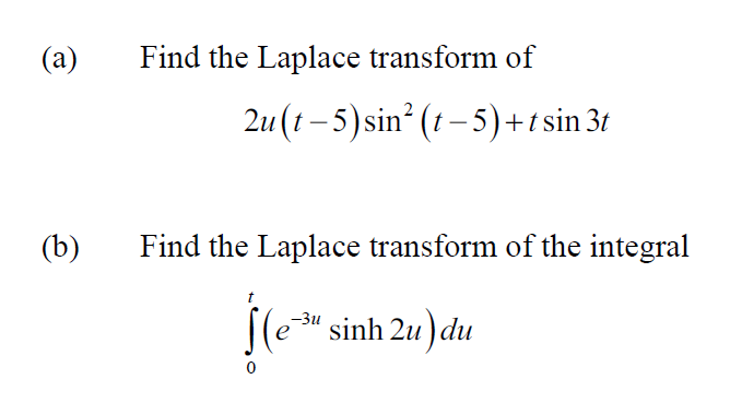 laplace transform of sin t 5
