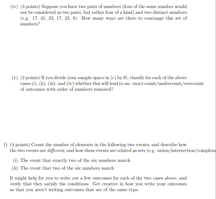 Solved Problem 3 [23 points]. In Lotto 6/49, players choose | Chegg.com
