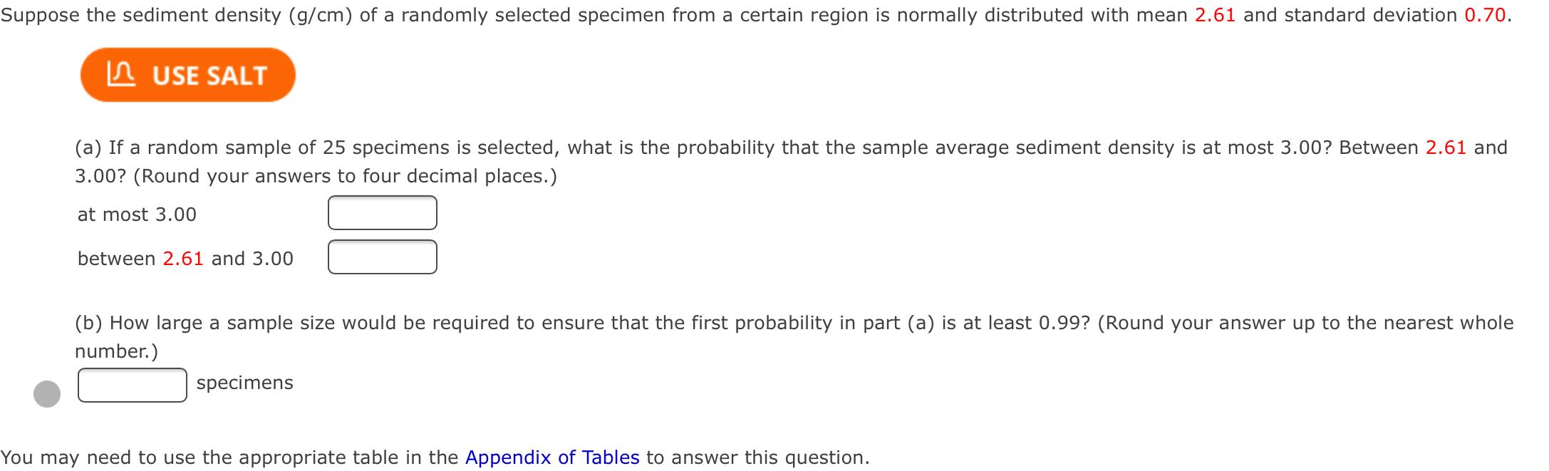 Solved Suppose the sediment density (g/cm) of a randomly